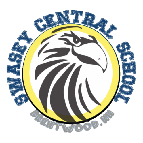The school logo- a hawk in the center of a circle with "Swasey Central School, Brentwood, NH around the circle in text.